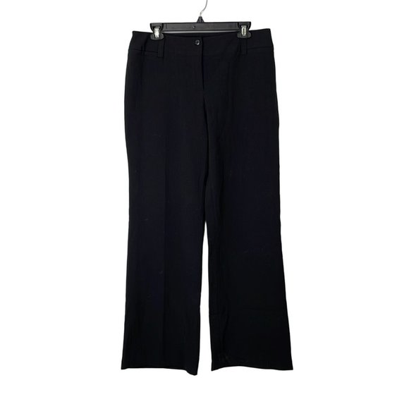 AB Studio Womens Black Townsend Flat Front Straight Leg Dress Pants Size 10 - Picture 1 of 11